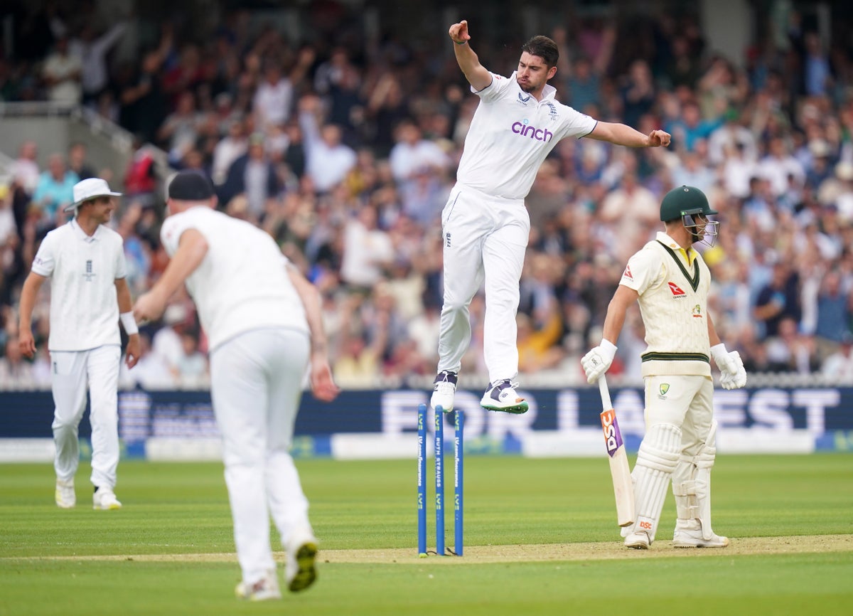Josh Tongue (second right) dismissed Steve Smith in both innings in the 2023 Lord’s Ashes Test (PA Archive)