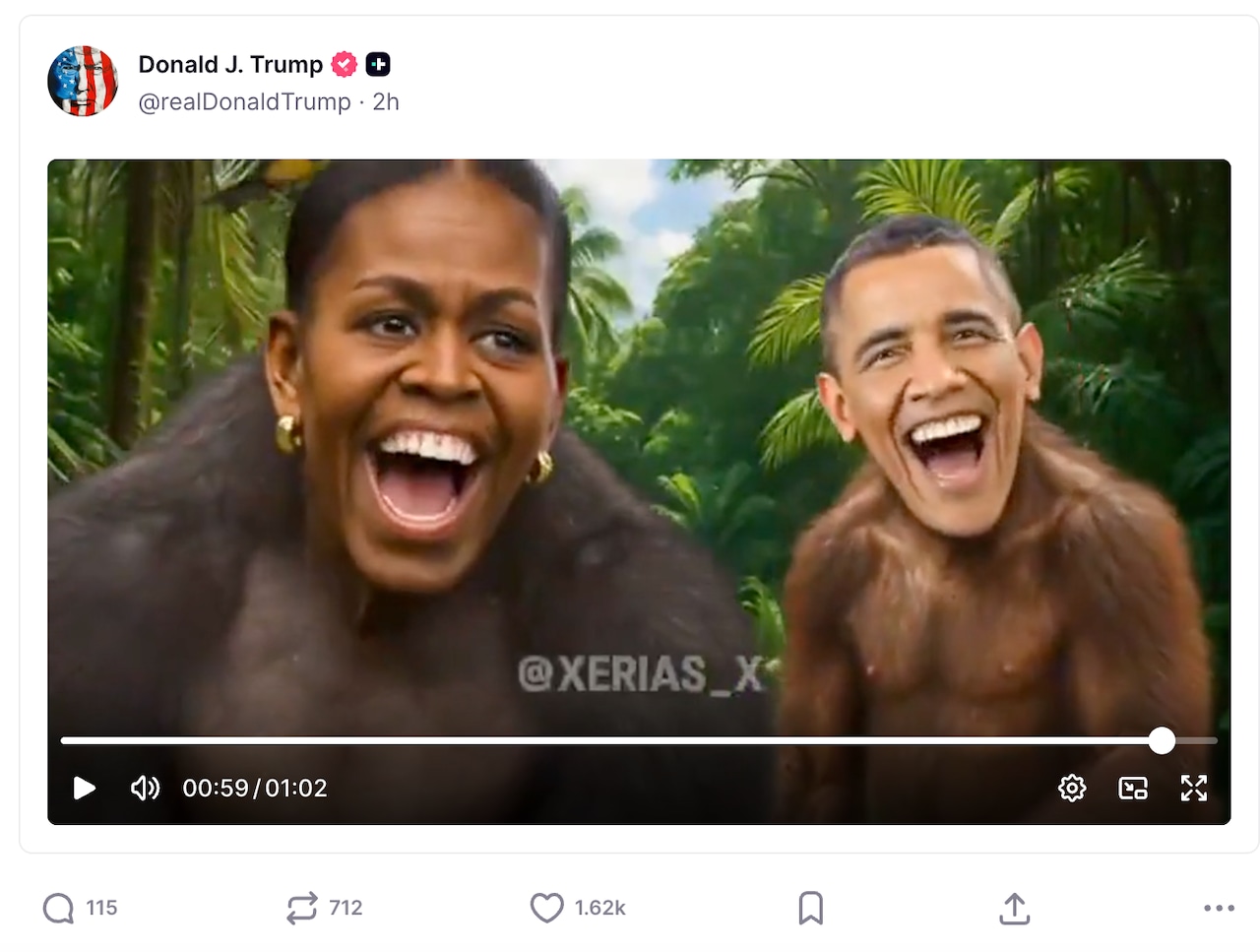Trump Shares Video Depicting Obamas as Monkeys