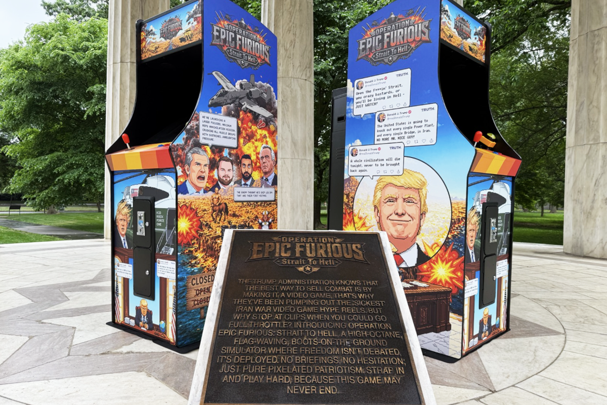 Secret Handshake Activists Deploy Satirical Arcade Protest at D.C. War Memorial