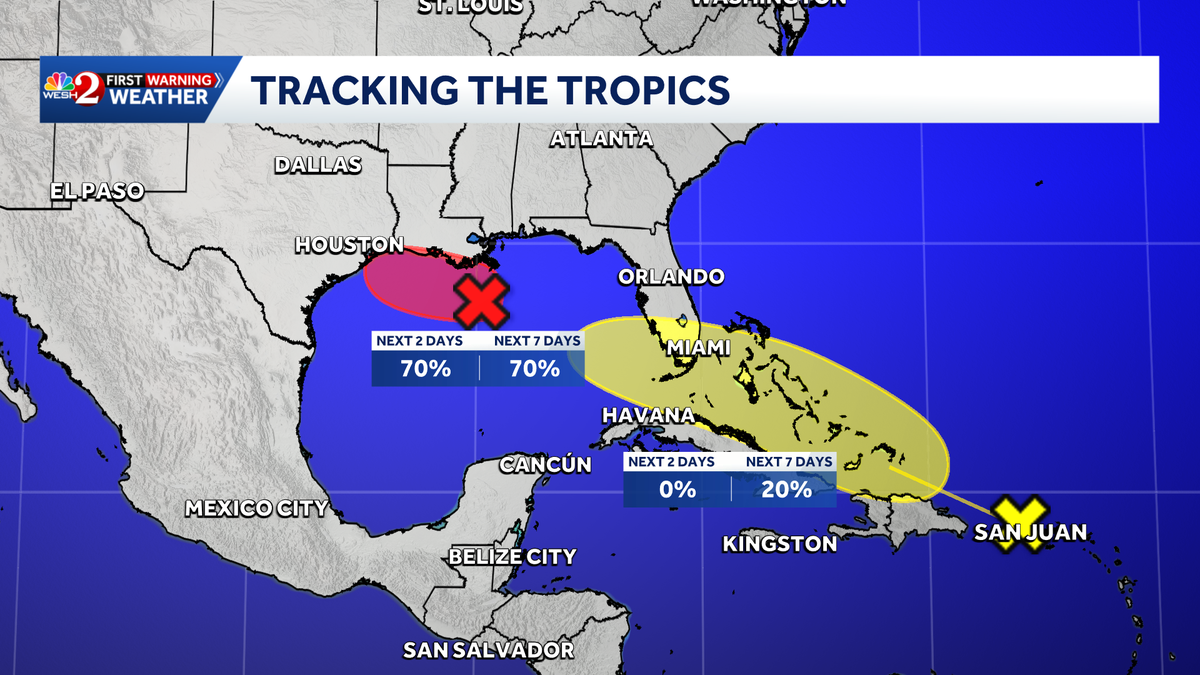 NHC Monitors Invest 97L in the Gulf and Dolly Remnants Approaching Caribbean