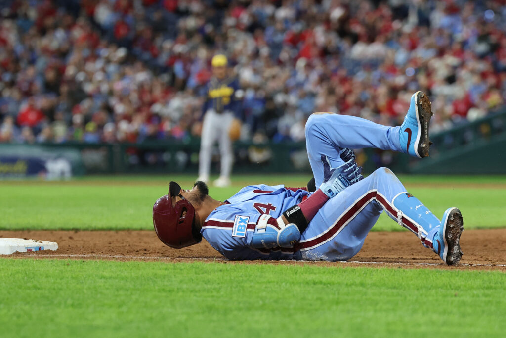 Luis Arraez Sprains Ankle, Ejected in Phillies' 5-1 Loss to Brewers