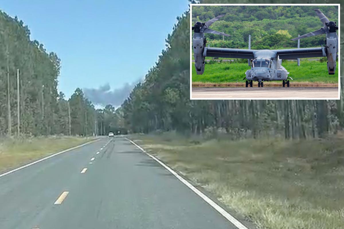 Military MV-22B Osprey Crash-Lands, Ignites Major Forest Fire in Bladen County, NC